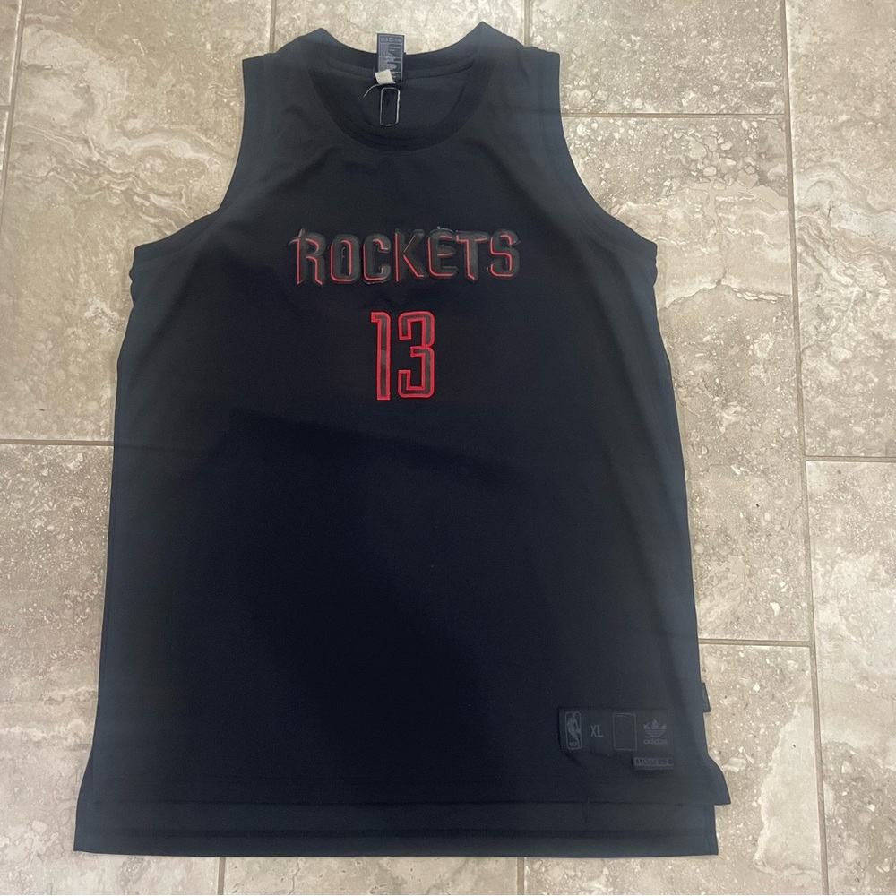 Adidas NBA Houston Rockets James Harden Rockets Jersey Black Edition Sz‎ XL